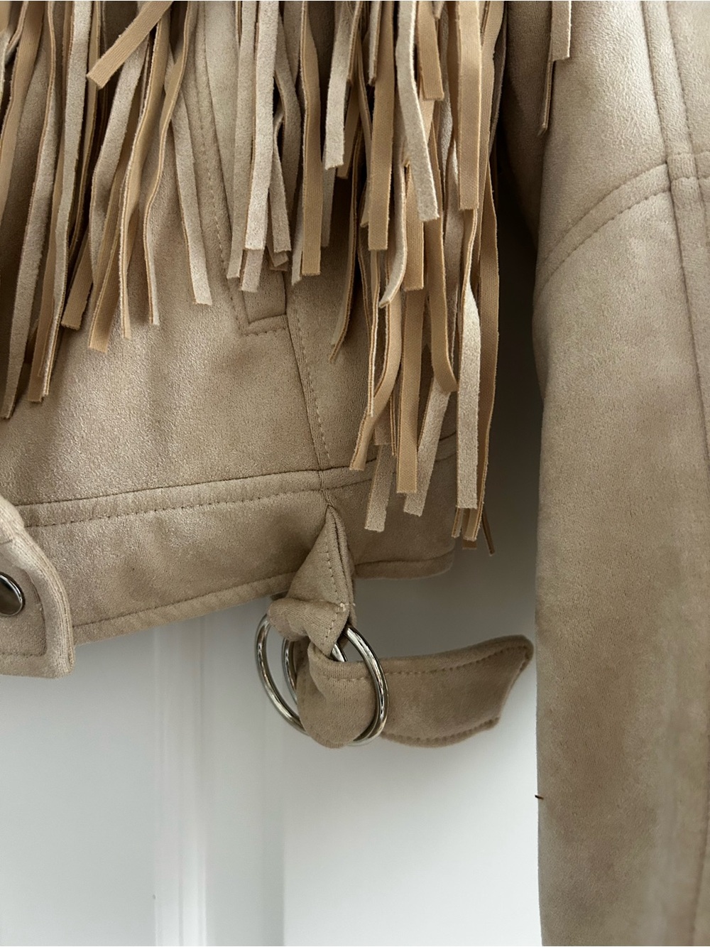 Forever 21 Beige Suede Fringe Cropped Jacket - Picture 5 of 7